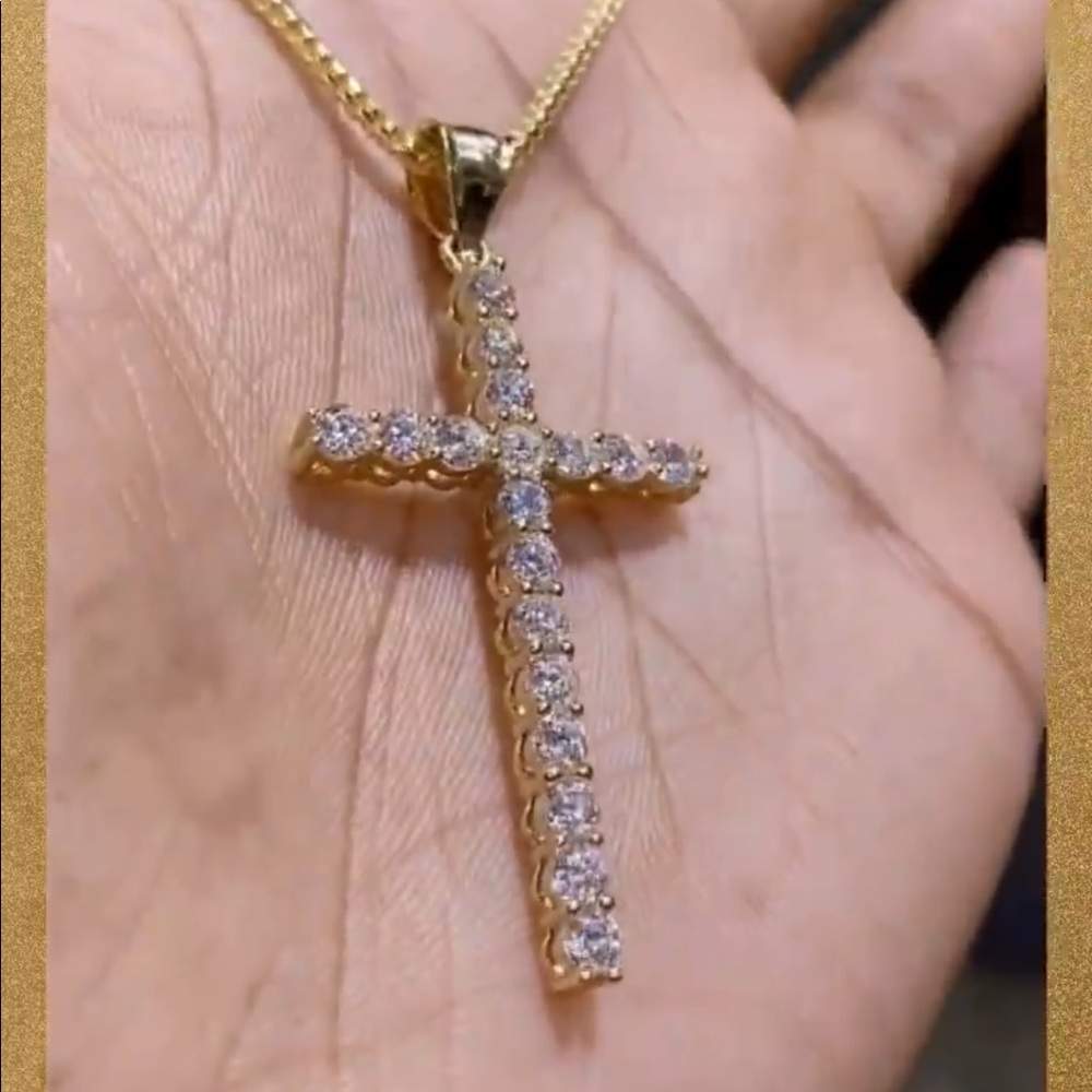 Big Tennis Cross Pendant 14k